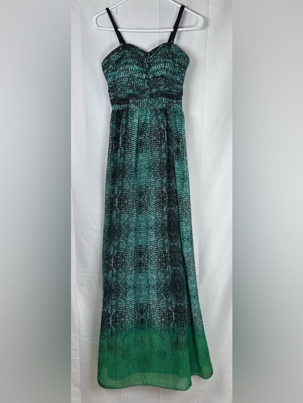 Anthropologie Moulinette Soeurs Strapless Maxi Dress Size 0 Green Reptile Print